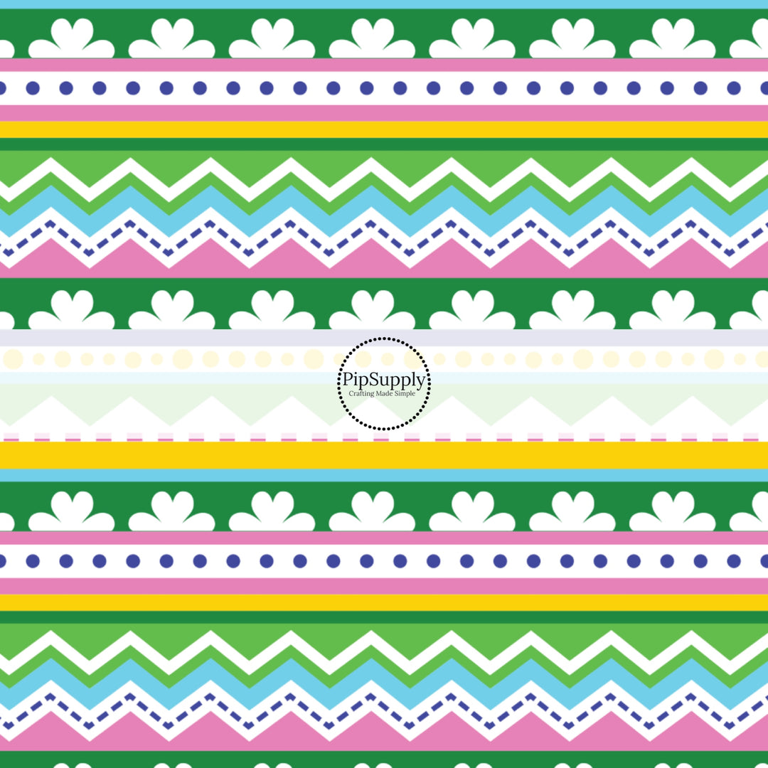 Yellow, Green, Blue, and Pink Stripes St. Patrick's Day Fabric by the Yard.