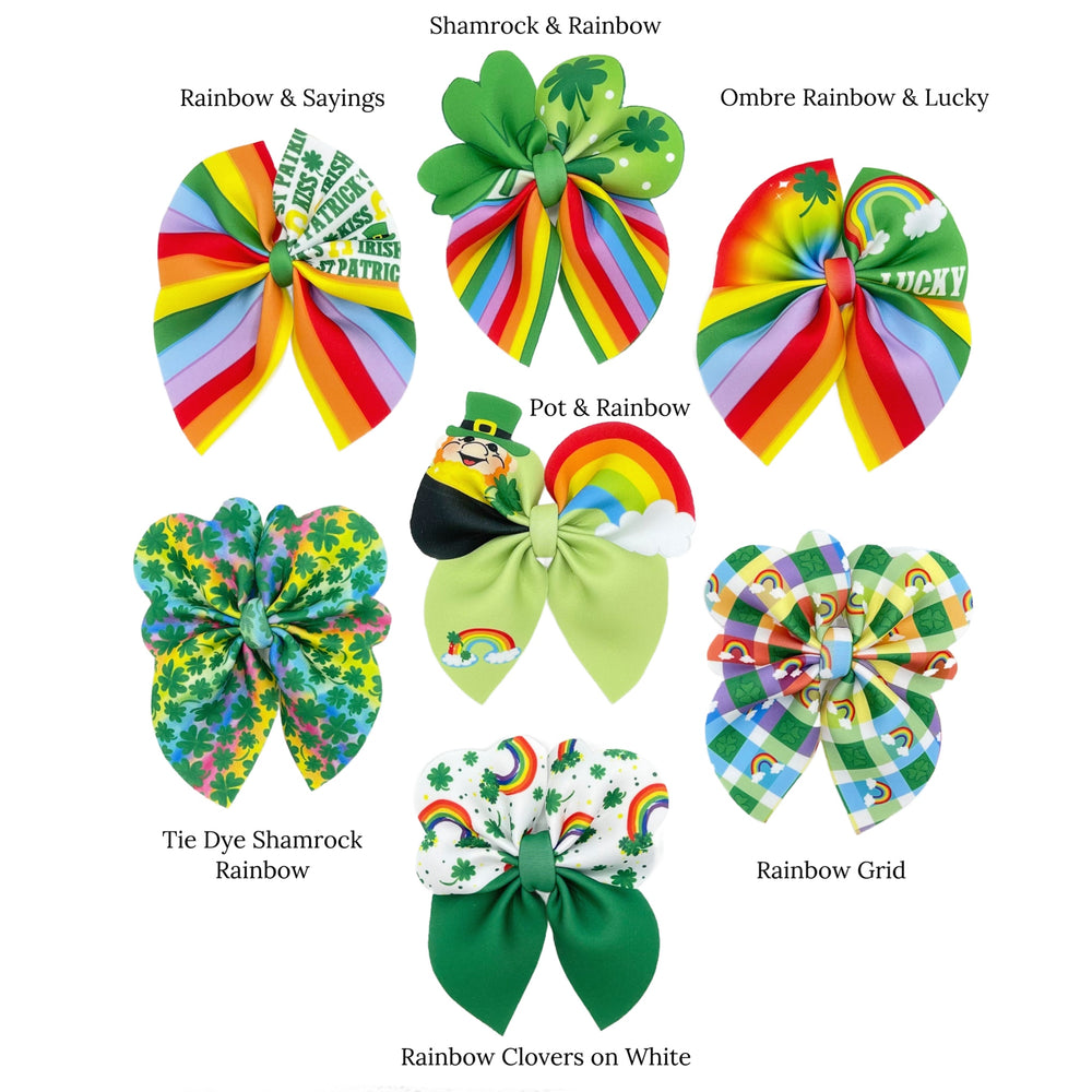 rainbows shamrocks leprechaun designs for st patricks day fabric hair bows