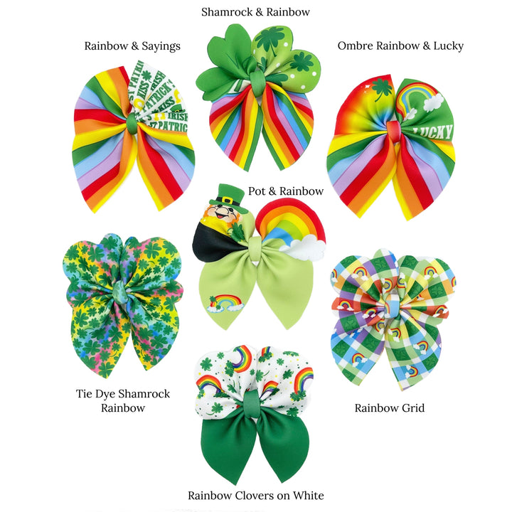 rainbows shamrocks leprechaun designs for st patricks day fabric hair bows