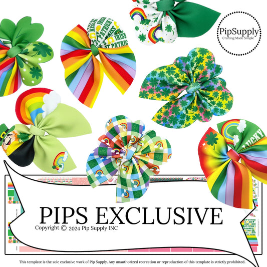 bright st. patrick's day themed neoprene hair bows for hand cutting