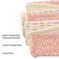 Coral and orange colored Easter themed fabric by the yard swatches.
