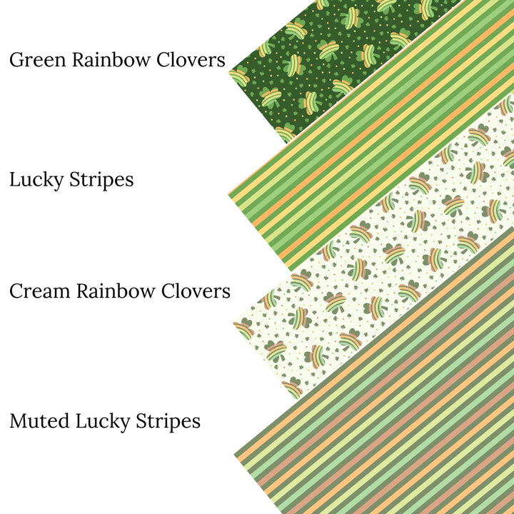 Green Rainbow Clovers Faux Leather Sheets