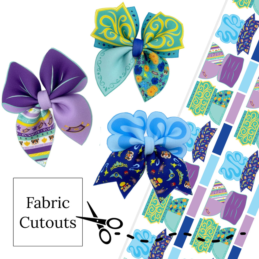 blue genie and arabian princess themed diy neoprene hair bows