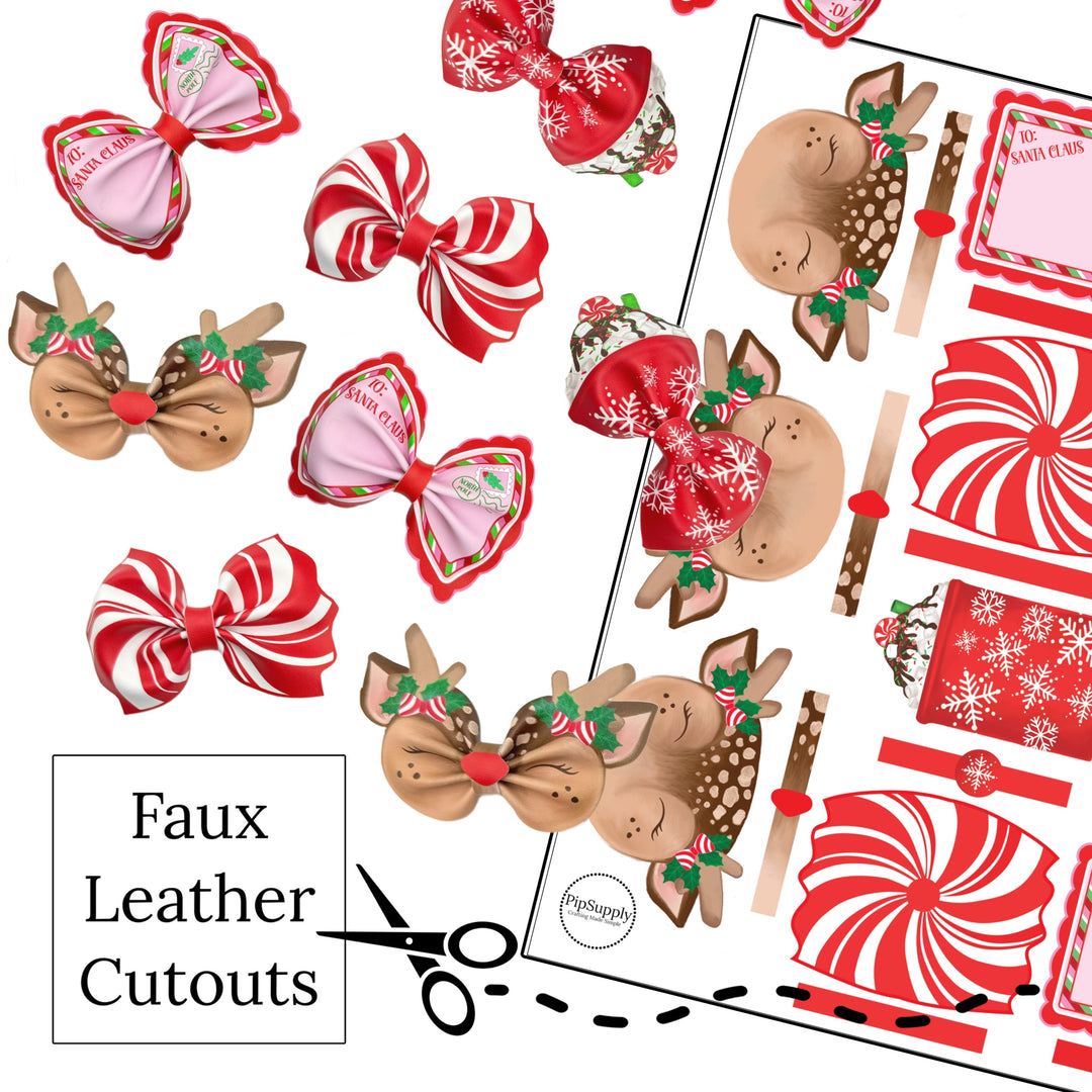 MINI Pretty Pink Christmas Faux Leather DIY Hair Bows & Craft Cutouts