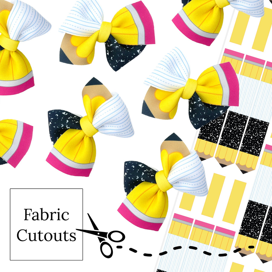 pencil and composition pinwheel diy neoprene bow cutouts