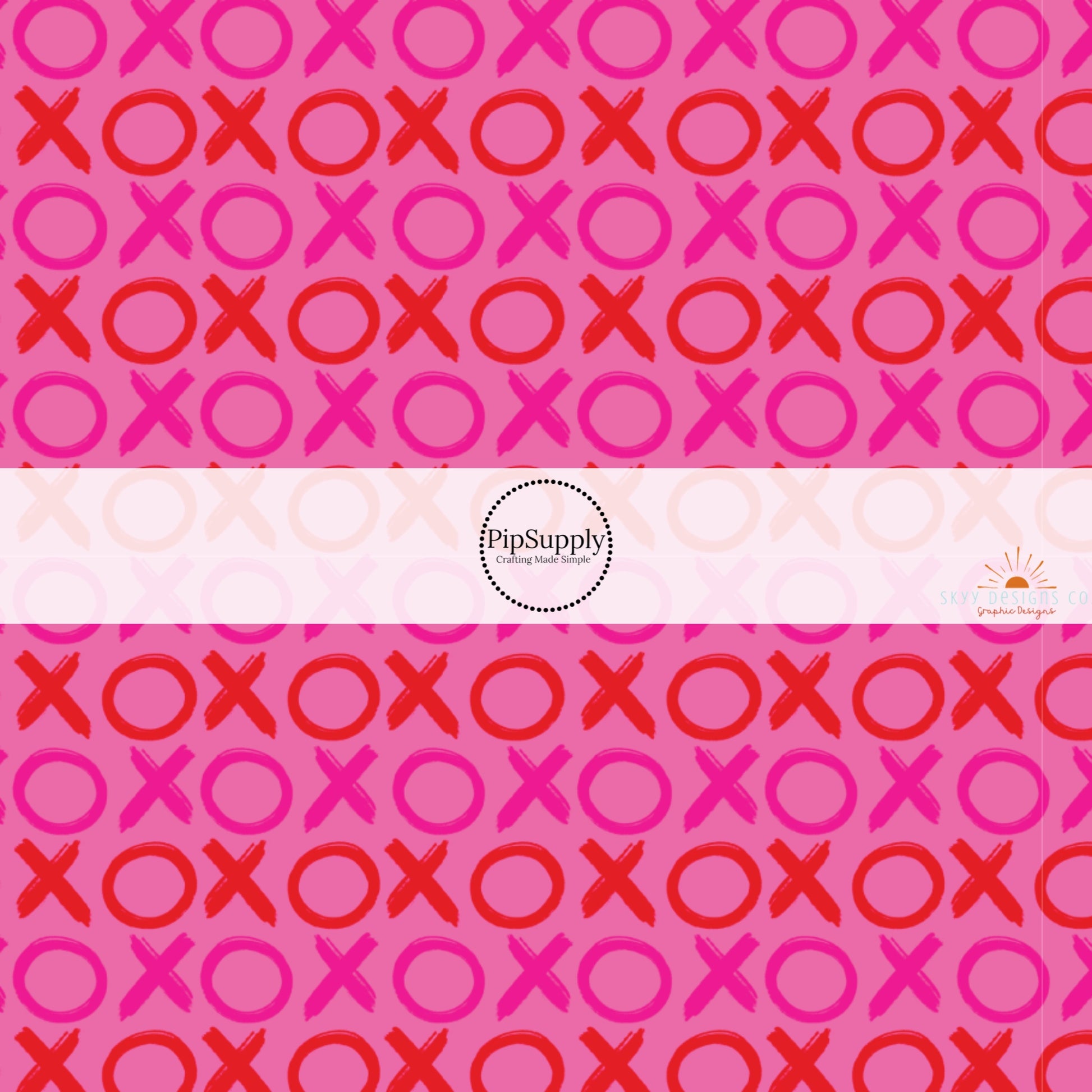 Magenta Pink and Red "XO'S" on Pink Fabric by the Yard.