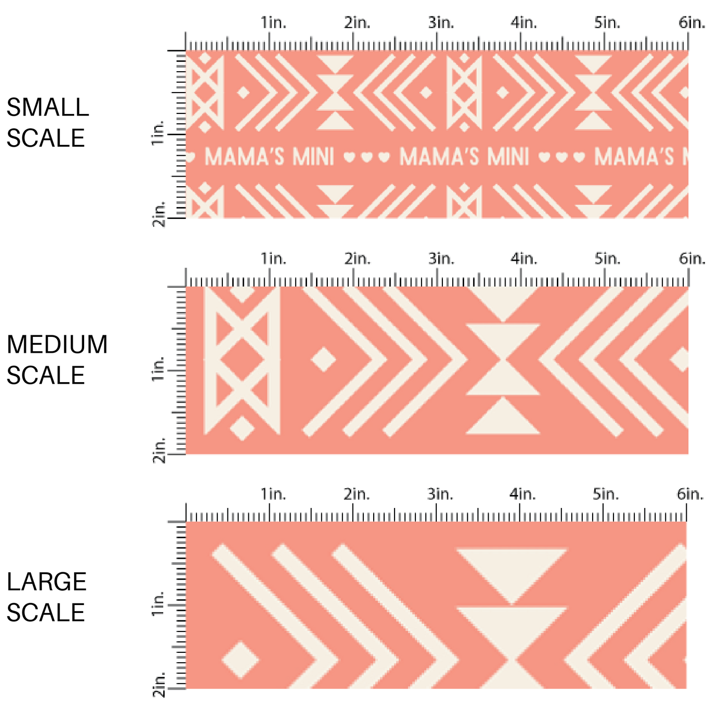 "Mama's Mini" Aztec Print on Coral Fabric by the Yard scaled image guide.