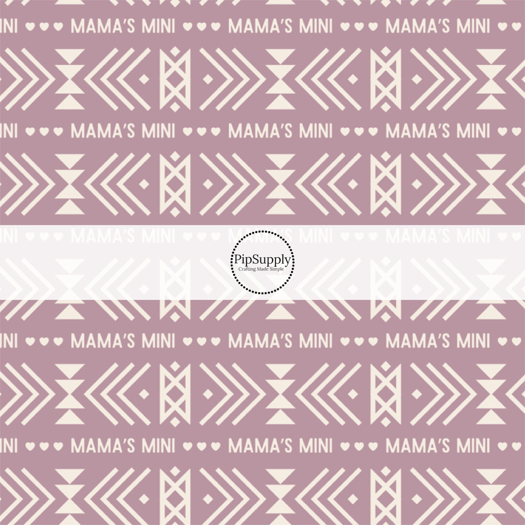 "Mama's Mini" Aztec Print on Purple Fabric by the Yard.