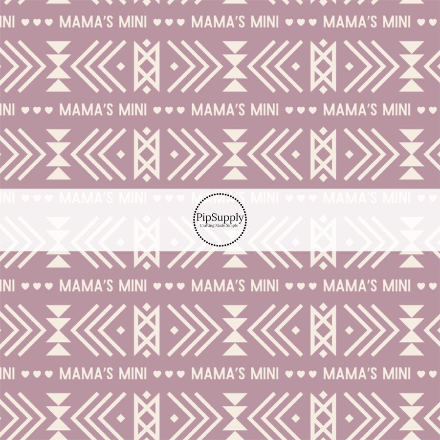 "Mama's Mini" Aztec Print on Purple Fabric by the Yard.