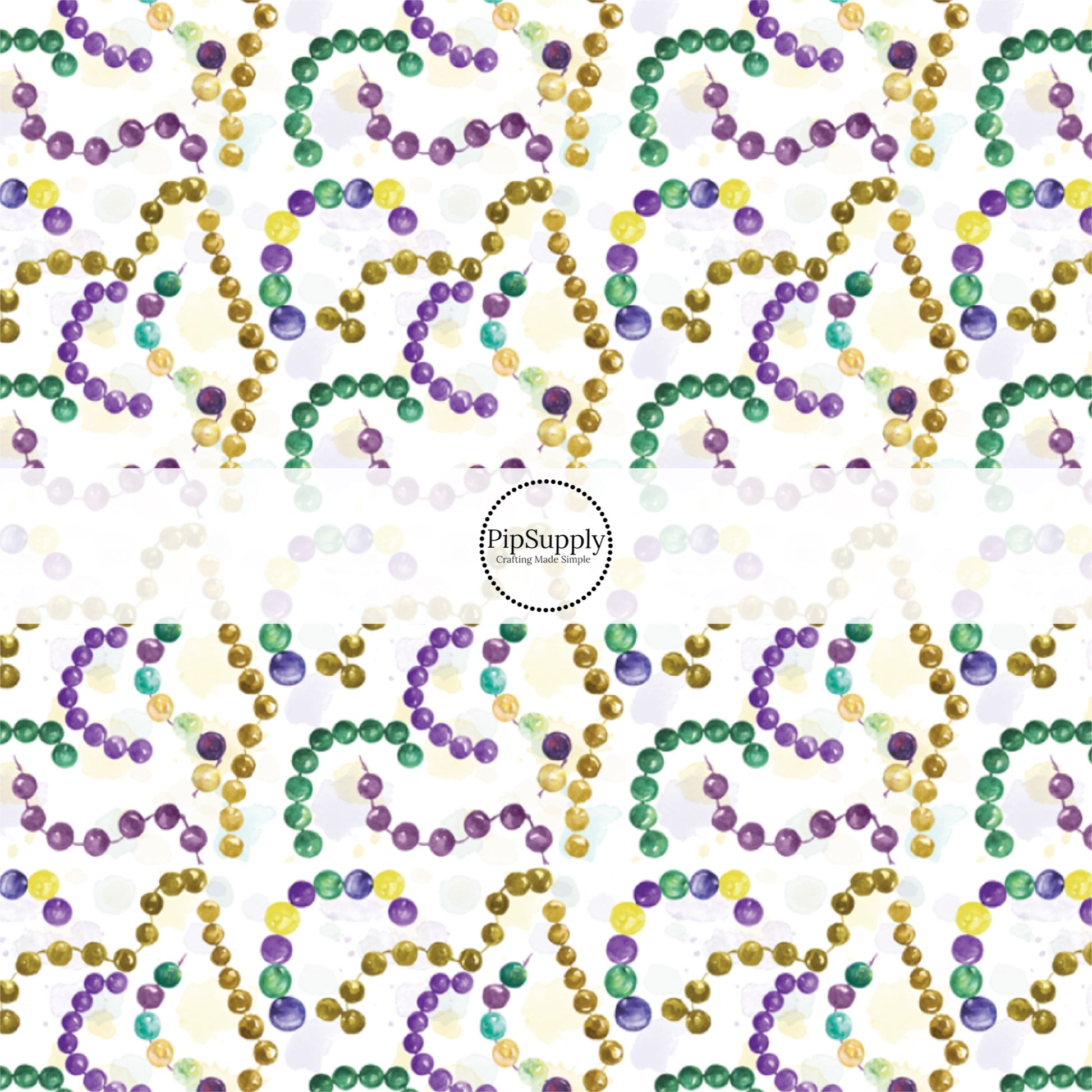 Cotton Fabric - Novelty Fabric - Mardi Gras Feathers and Beads New Orleans  Holiday White - 4my3boyz Fabric