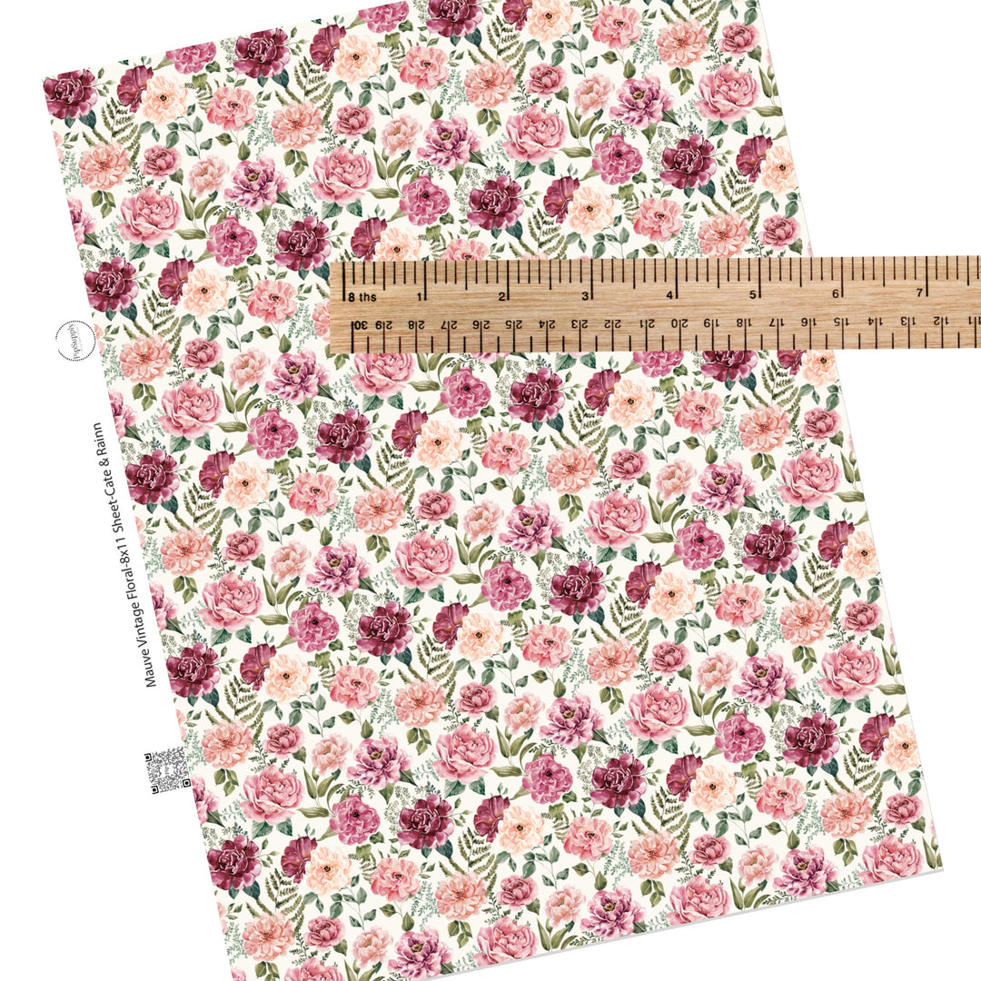 Mauve Vintage Floral Faux Leather Sheets