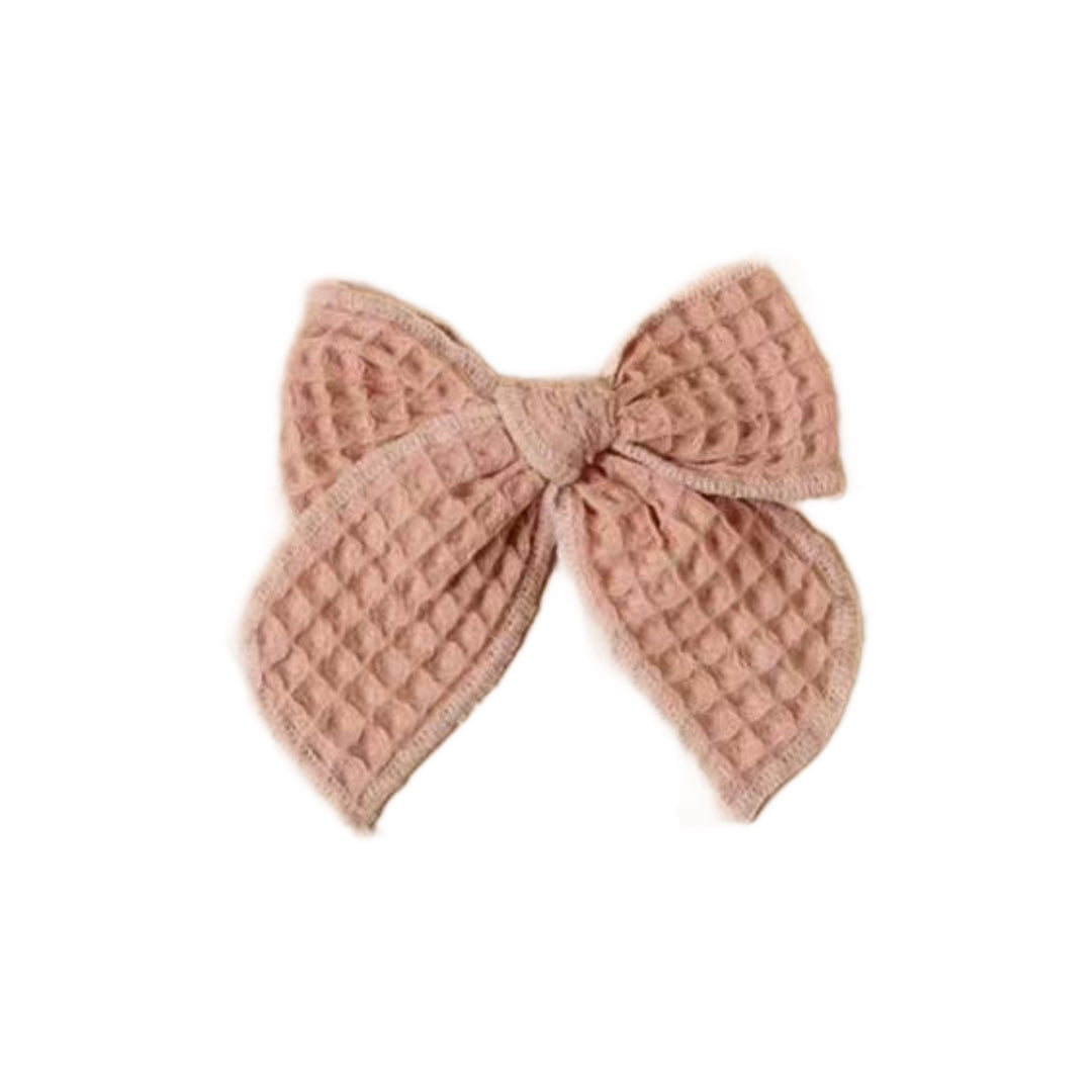 Mauve Waffle Hair Tied Bow w/ Clip