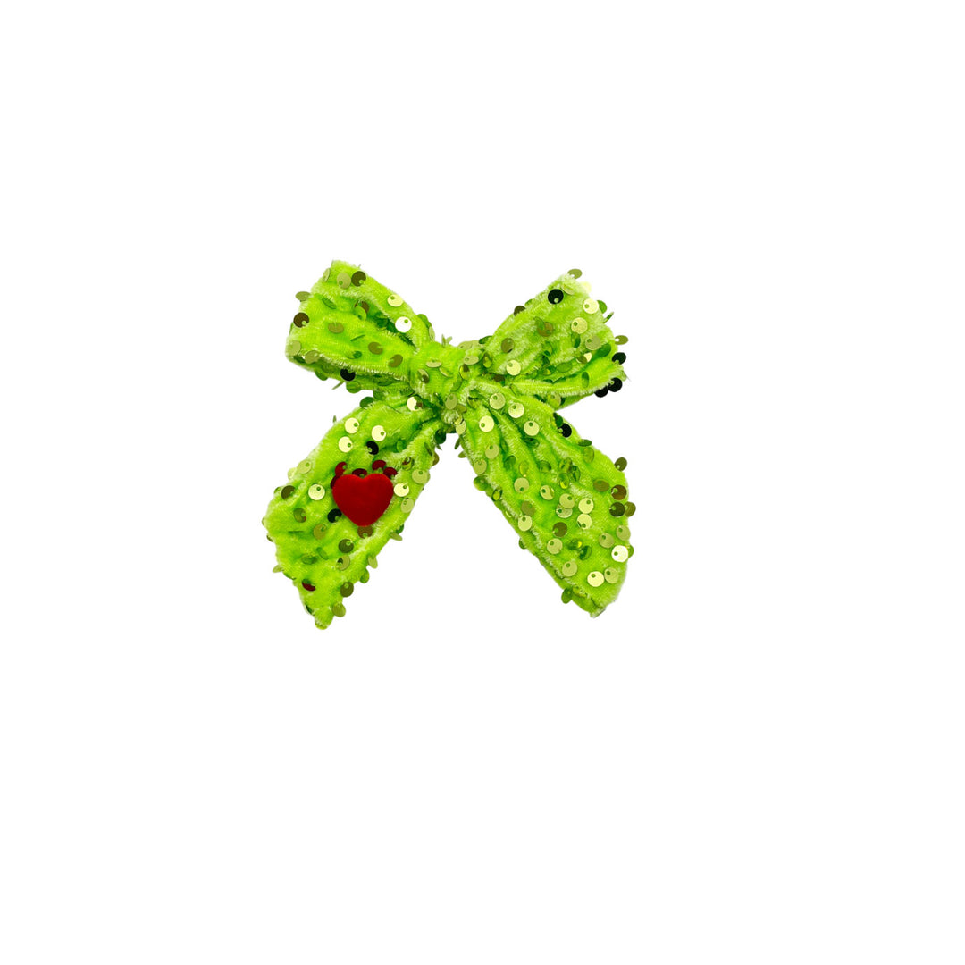 Mean One Green Sequins Hair Bow w/Clip