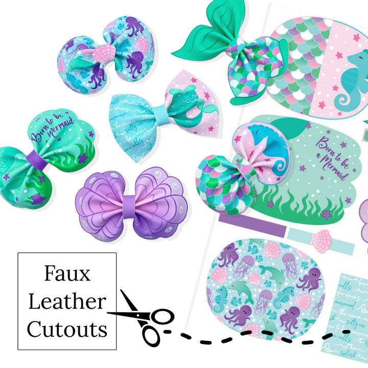Mermaid Faux Leather DIY Hair Bows & Craft Cutouts