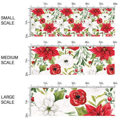 Red and white florals on white fabric by the yard scaled image guide.