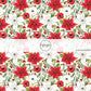 Red and white florals on white fabric by the yard.