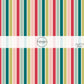 These holiday pattern themed fabric by the yard features light pink, green, teal, and red stripes. This fun Christmas fabric can be used for all your sewing and crafting needs!