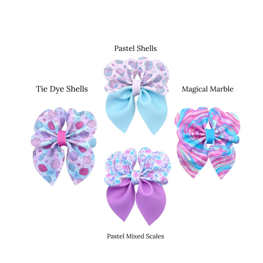 patterns for diy mermaid pink and purple faux leather hair bows