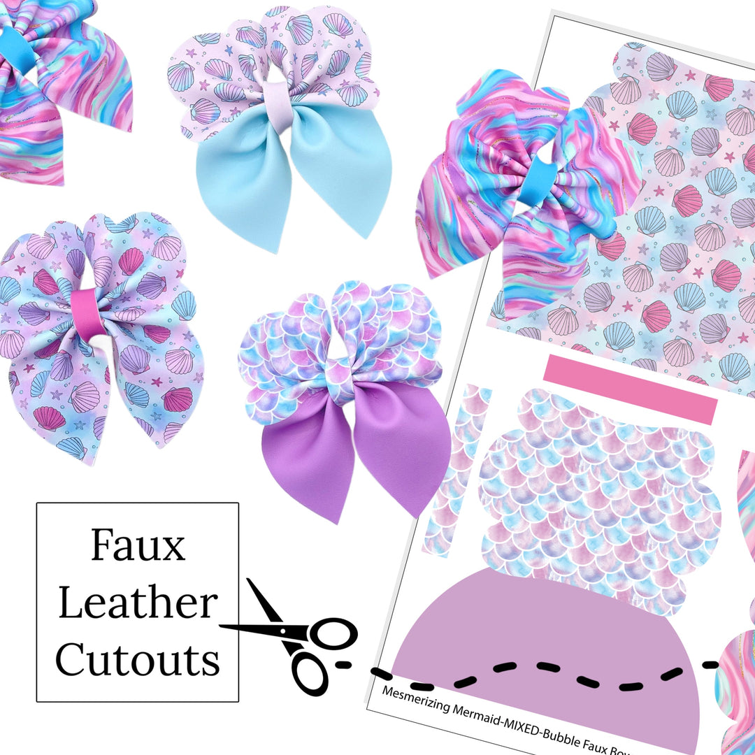 Mesmerizing Mermaid Bubble Sailor Faux Leather DIY Hair Bows