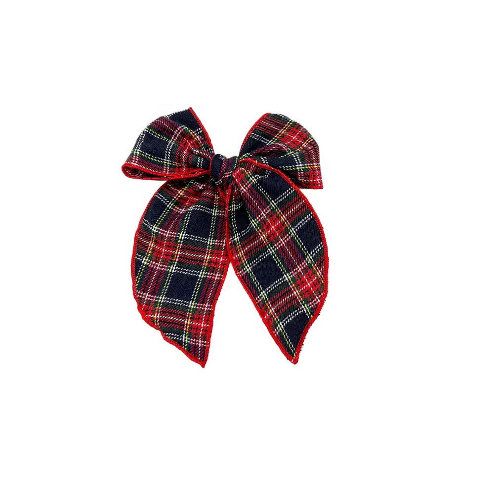 Midnight Christmas Plaid SAILOR Hair Bow w/ Clip