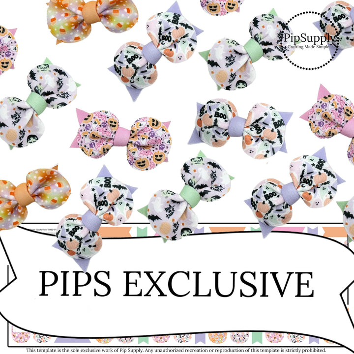 MINI PIGGIE Pastel Spooks Layered Neoprene DIY Hair Bows
