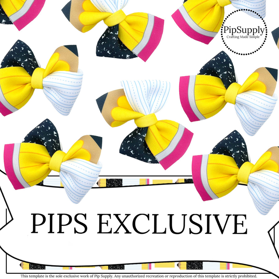 pencil and composition pinwheel diy neoprene bow cutouts