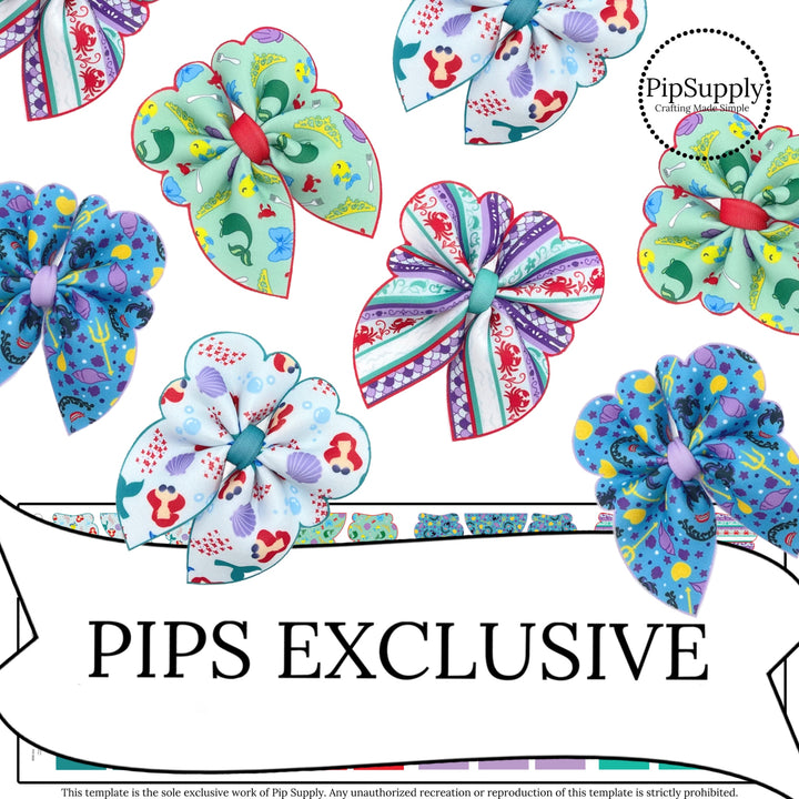 red haired mermaid movie inspired neoprene diy hair bows