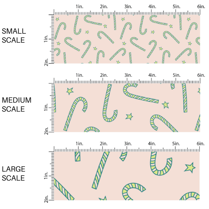 Mint Green fabric by the yard scaled image guide with candy canes and stars.