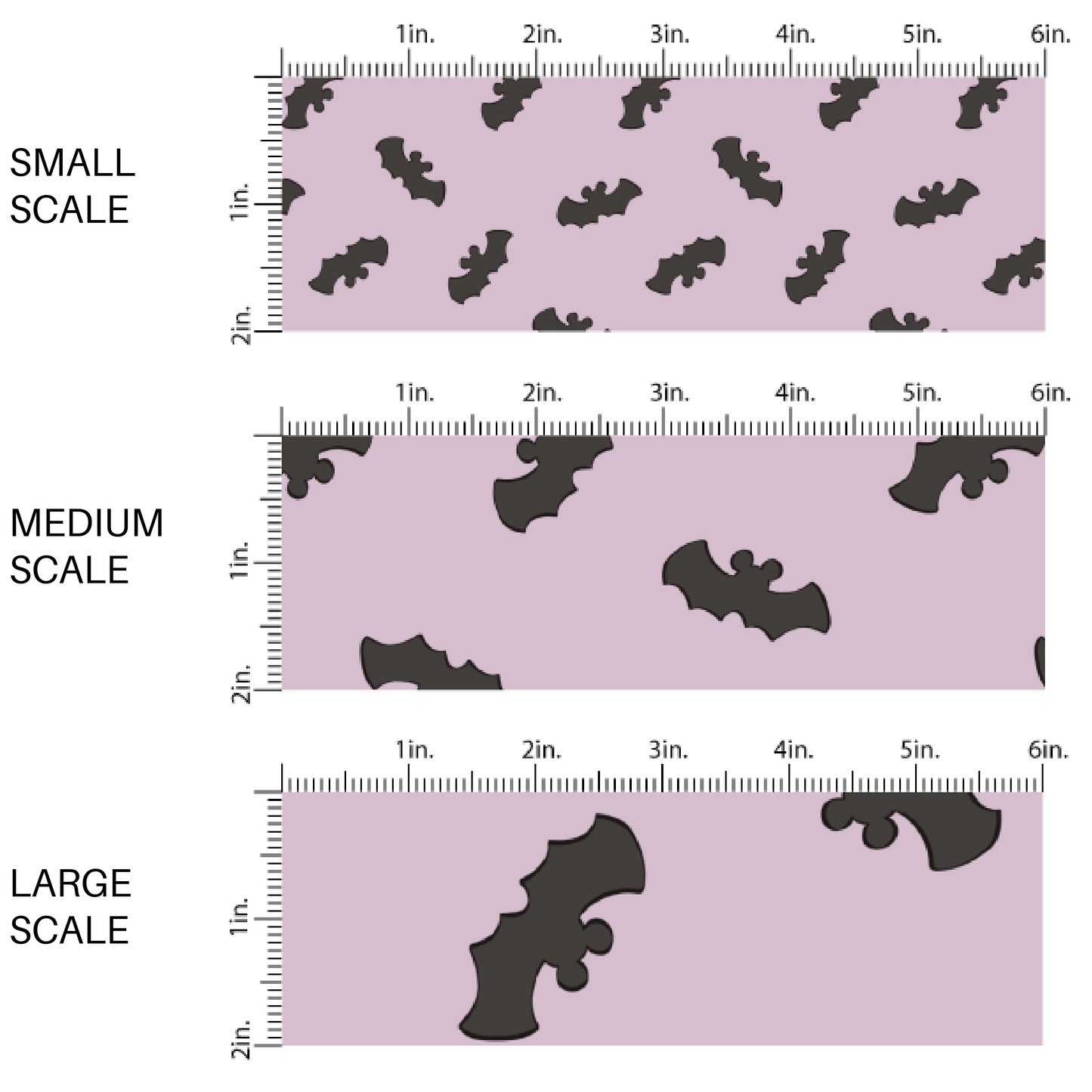 Lilac purple fabric by the yard scaled image guide with scattered bats with mouse ears.