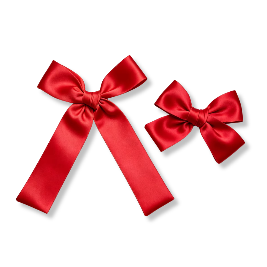 These classic satin bows feature a rich red color with a smooth, glossy finish that catches the light beautifully. Available in both a traditional long-tail style and a smaller boutique bow design, each bow is finished with a neatly wrapped center knot for a polished look. Simple, elegant, and versatile, these bows are perfect for everyday wear, holiday outfits, special occasions, or adding a timeless pop of color to any hairstyle.
you choose sixe
Small Bow Sizing 4.5" x 4.5"
Large Bow Sizing 5.5" x 7"