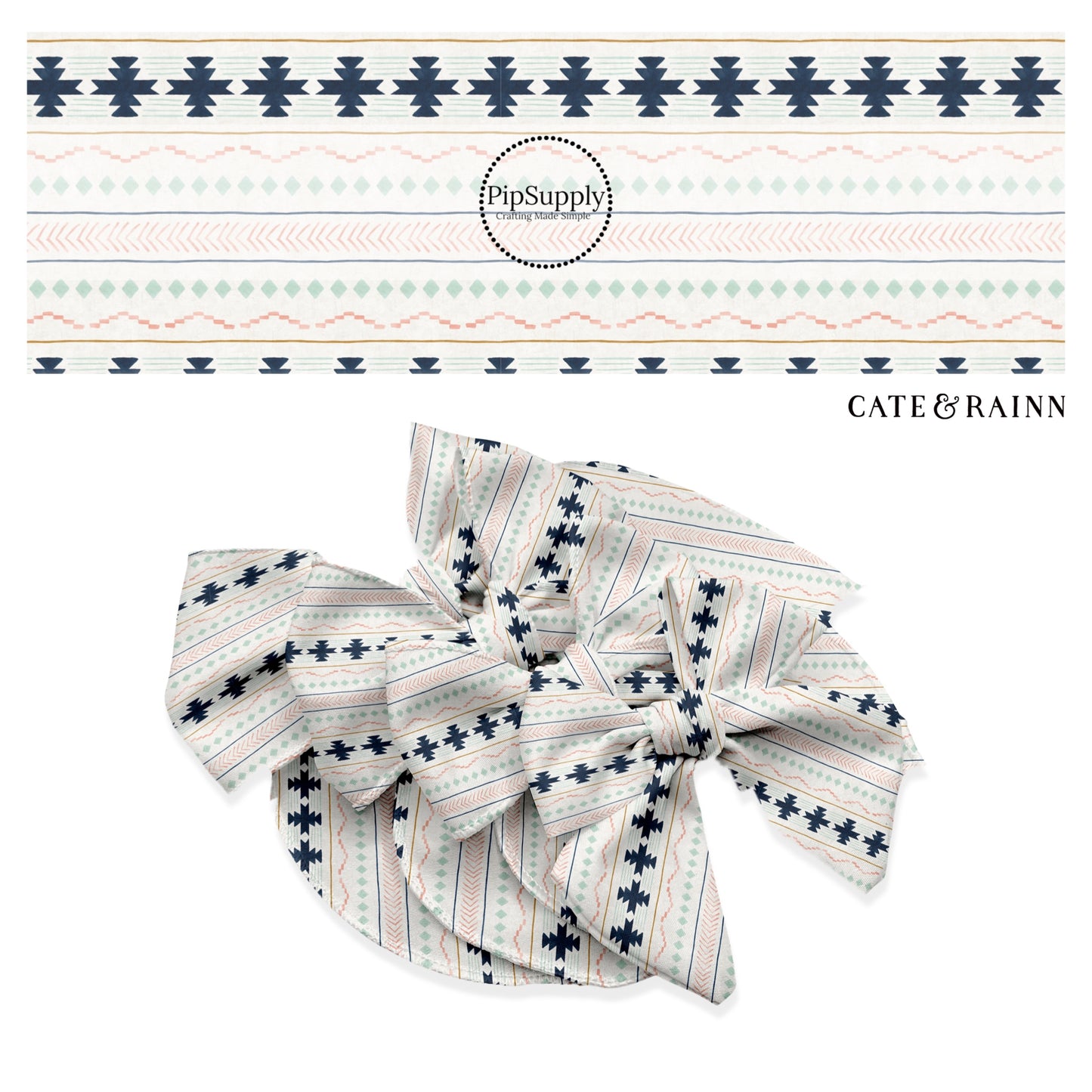 These boho stripe pattern themed no sew bow strips can be easily tied and attached to a clip for a finished hair bow. These bow strips are great for personal use or to sell. The bow strips features multi boho tribal stripe pattern. 