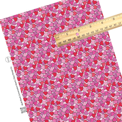 These Valentine's pattern themed faux leather sheets contain the following design elements: red and pink blank conversation hearts on light pink. Our CPSIA compliant faux leather sheets or rolls can be used for all types of crafting projects.