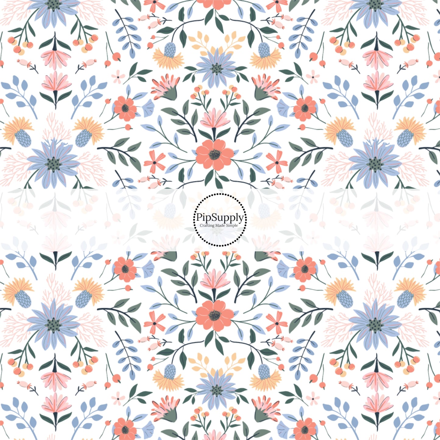 Bright Western Florals on Cream Fabric by the Yard.