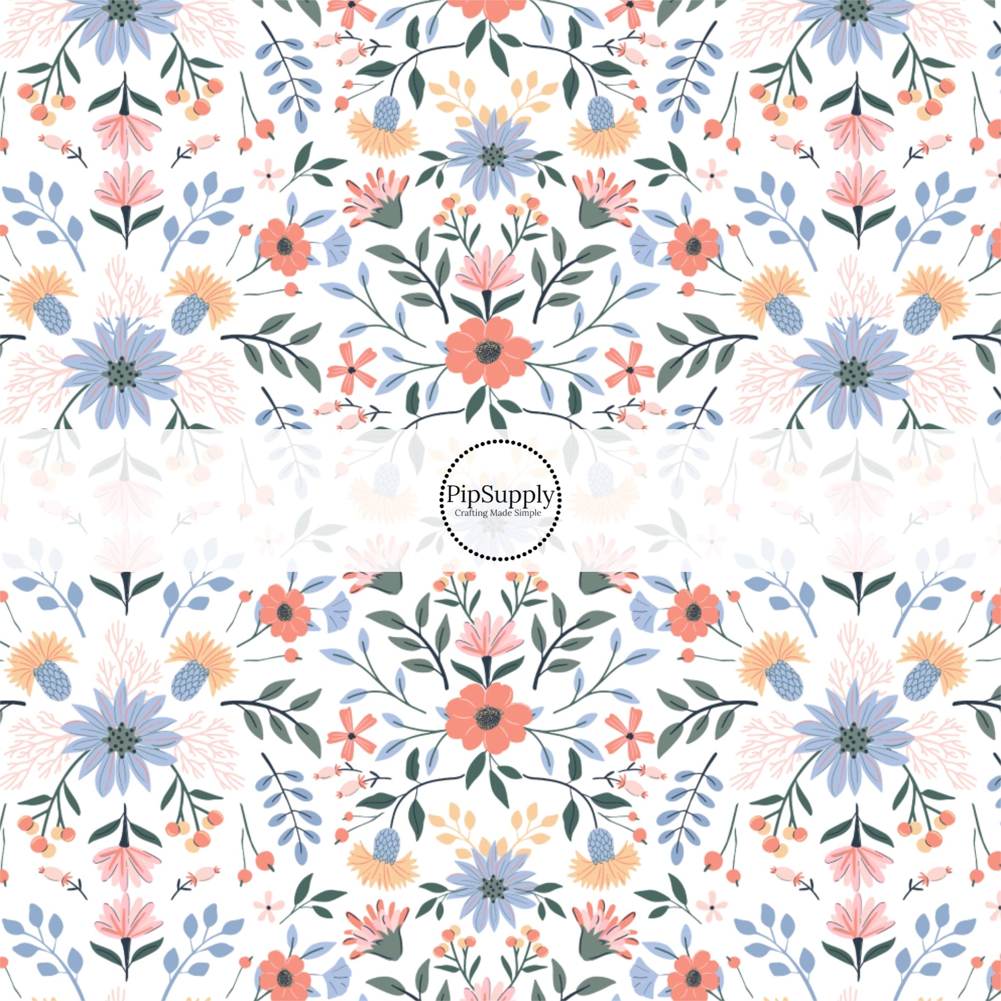 Bright Western Florals on Cream Fabric by the Yard.