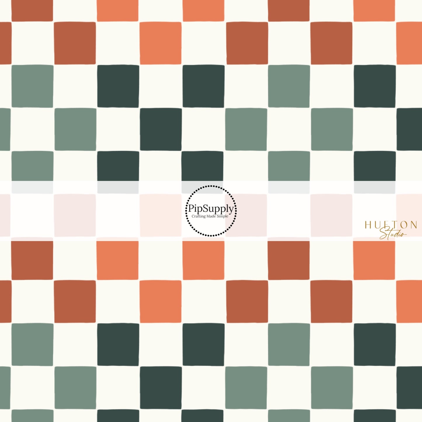 These fall themed fabric by the yard features cream, orange, and sage checkered pattern. This fun autumn themed fabric can be used for all your sewing and crafting needs! 