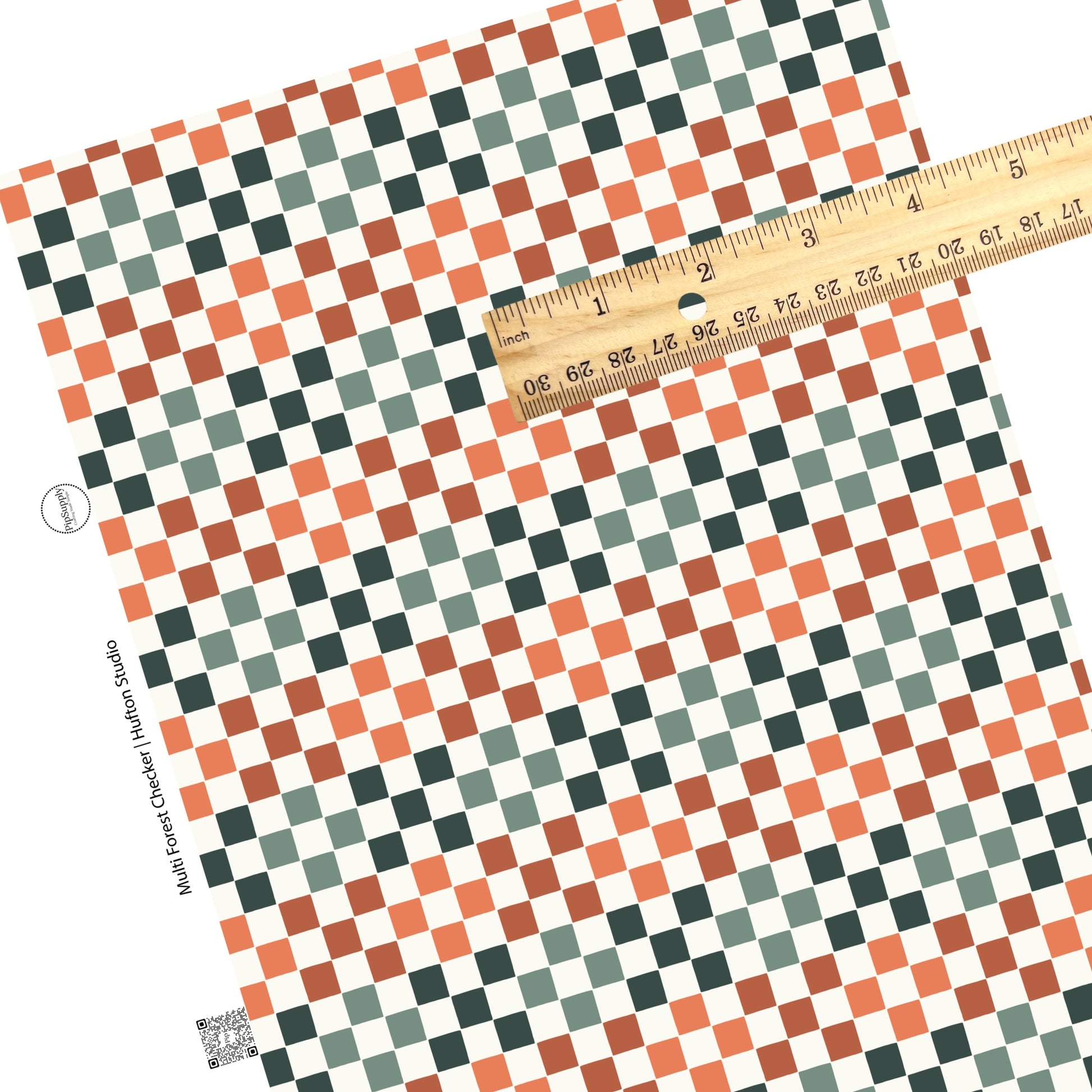 These fall themed faux leather sheets contain the following design elements: cream, orange, and sage checkered pattern. Our CPSIA compliant faux leather sheets or rolls can be used for all types of crafting projects.