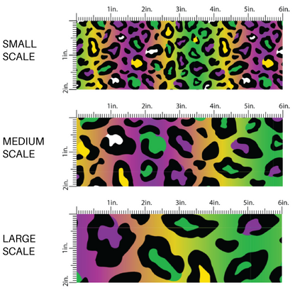 Yellow, Purple, and Green Leopard Print on Ombre Fabric by the Yard scaled image guide.