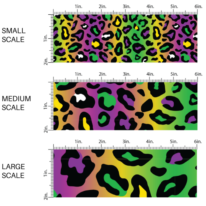 Yellow, Purple, and Green Leopard Print on Ombre Fabric by the Yard scaled image guide.