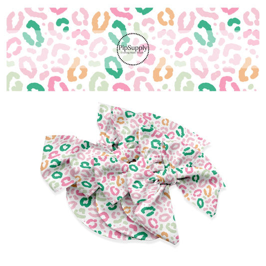 These St. Patrick's Day pattern themed no sew bow strips can be easily tied and attached to a clip for a finished hair bow. These patterned bow strips are great for personal use or to sell. These bow strips features green, pink, and orange leopard pattern.