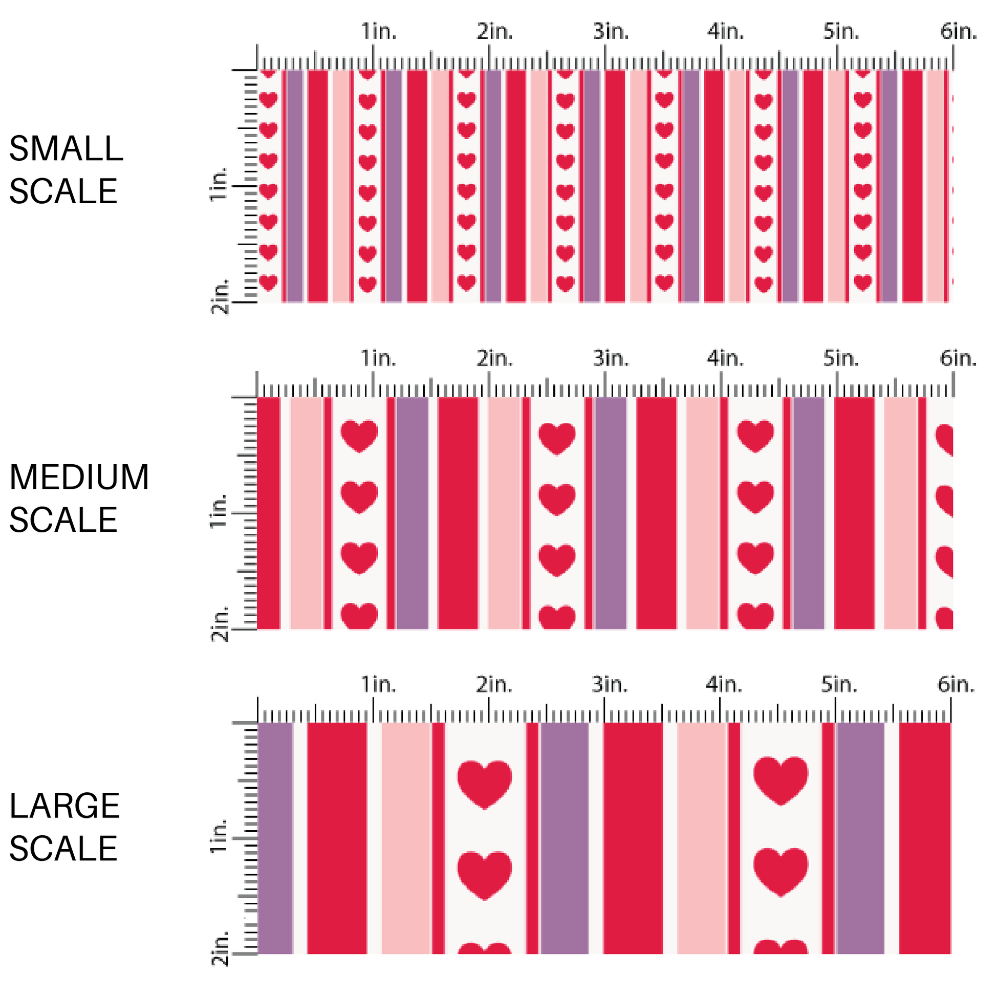 Purple, Pink, and Red Hearts Striped Fabric by the Yard scaled image guide.