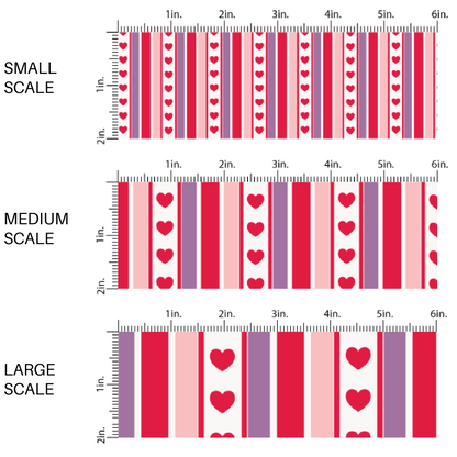 Purple, Pink, and Red Hearts Striped Fabric by the Yard scaled image guide.