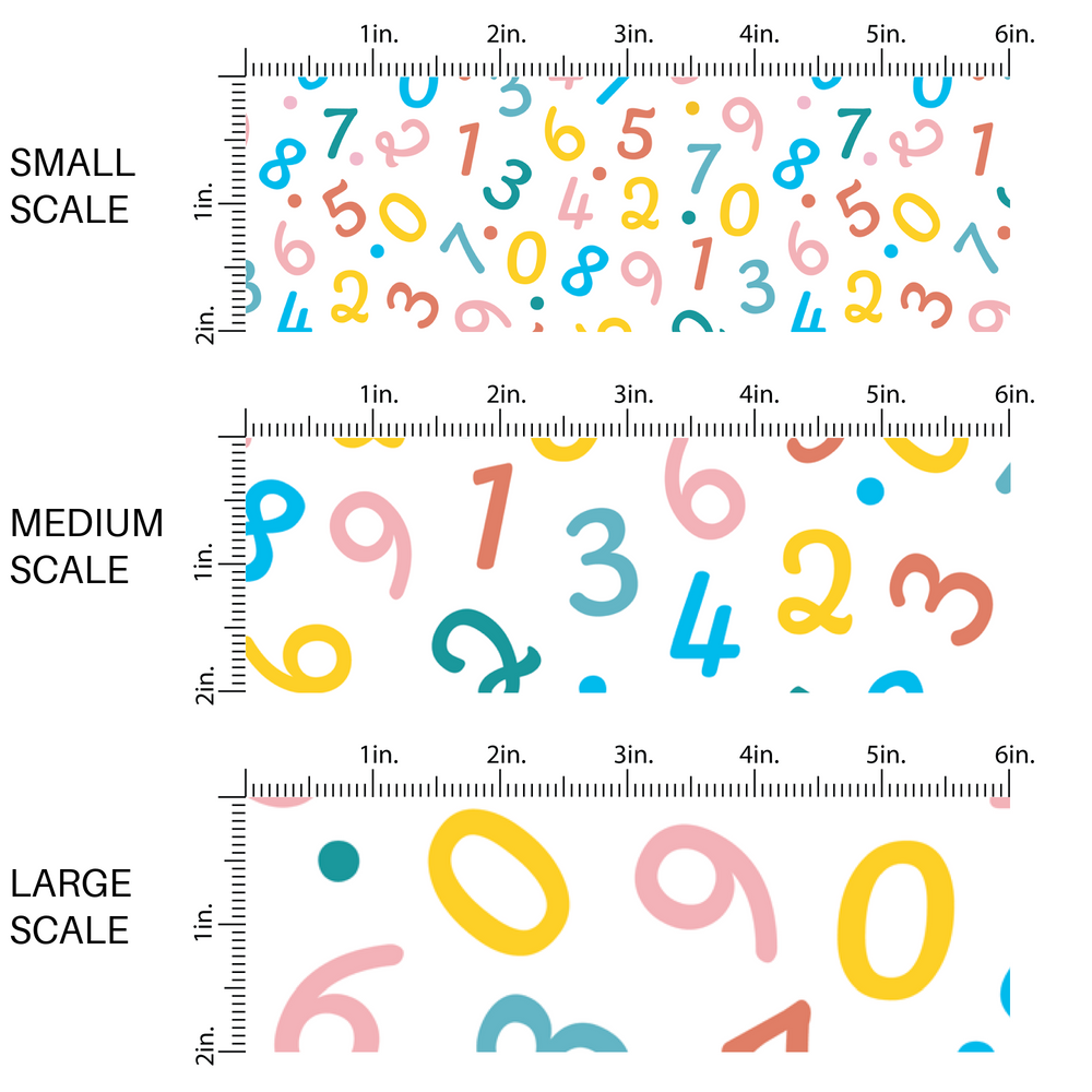 White fabric by the yard scaled image guide with multi-colored numbers.