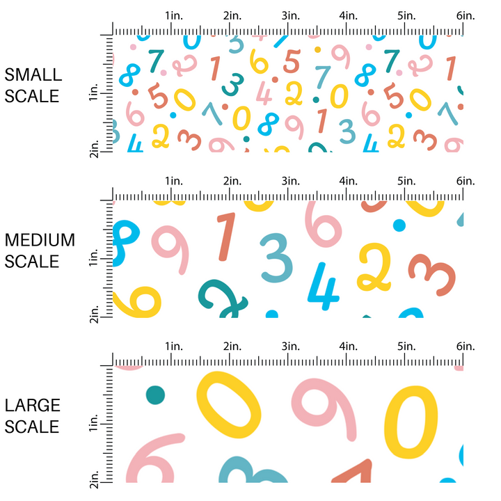 White fabric by the yard scaled image guide with multi-colored numbers.