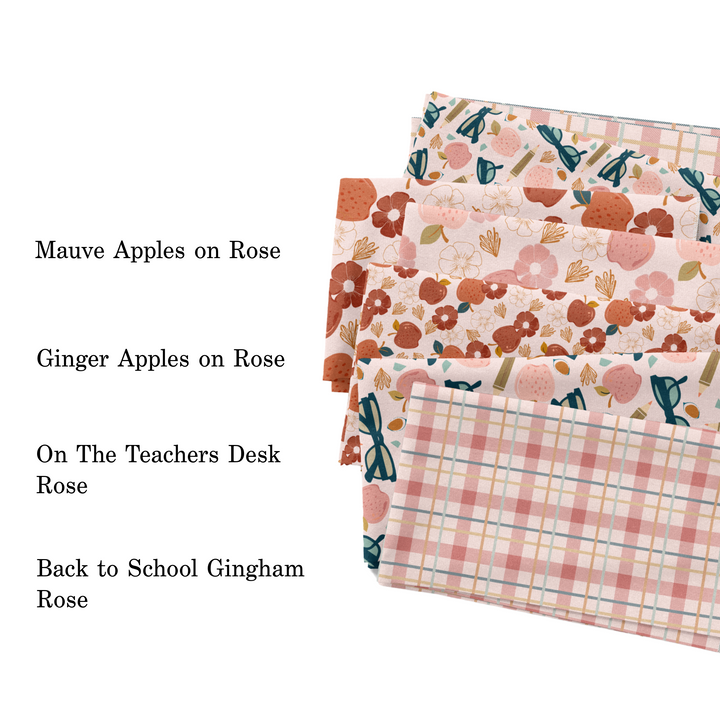 Muse Bloom light pink back to school collection fabric swatches.