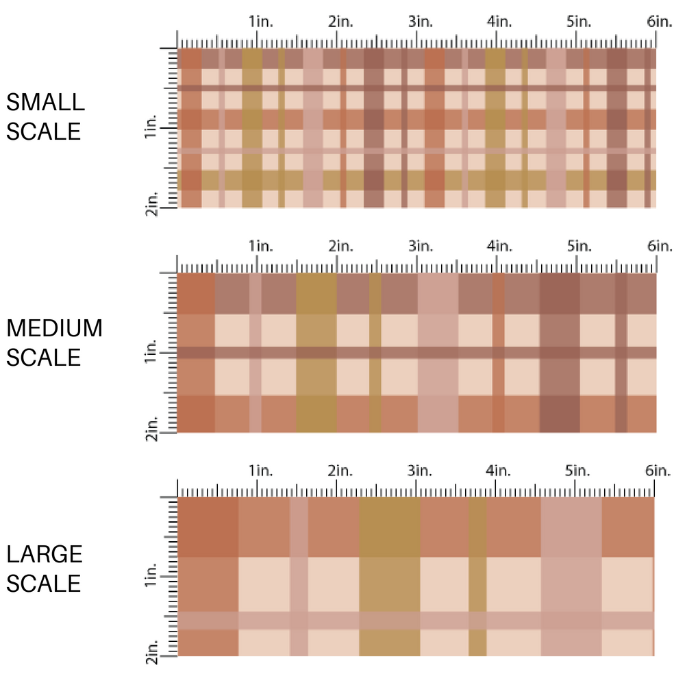 Neutral colored plaid printed fabric by the yard scaled image guide.