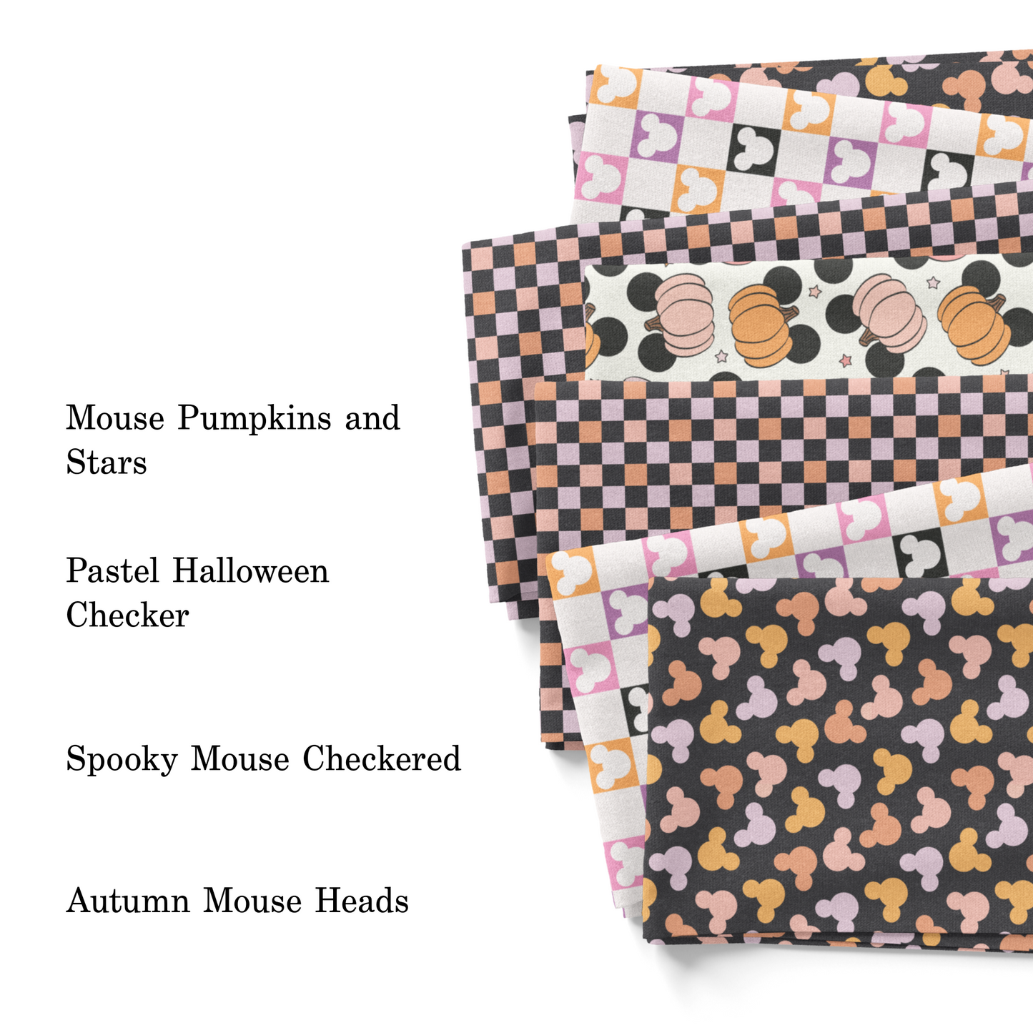 My Darling Creates 2023 Halloween collection fabric swatches.