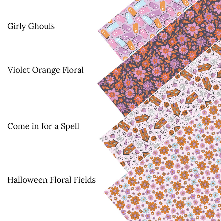 Halloween Flower Fields Faux Leather Sheets