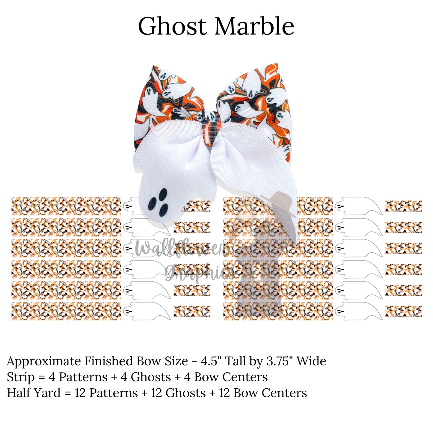 Wallflower graphics Halloween themed ghost neoprene sailor bows - ghost marble.