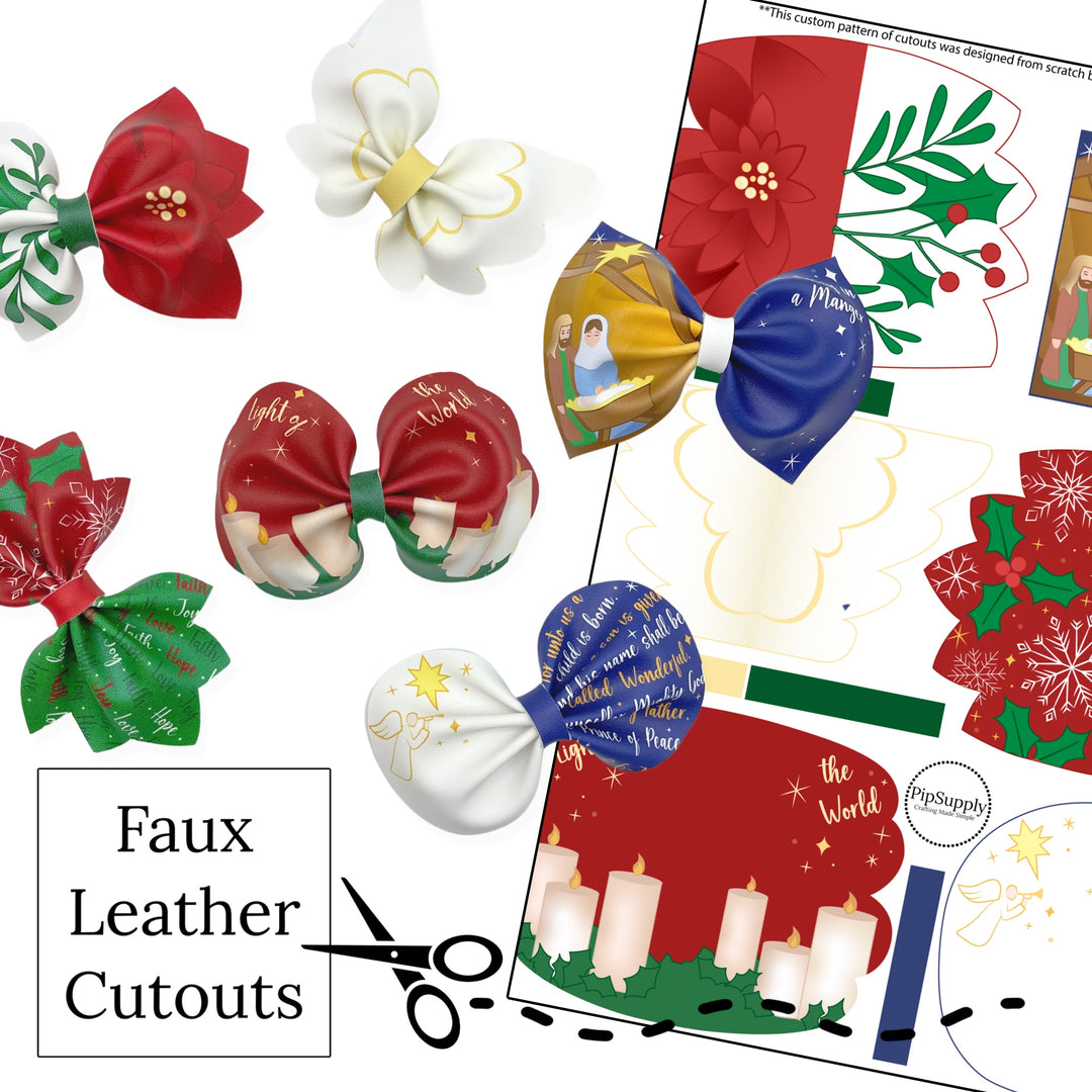 O Holy Night Faux Leather DIY Hair Bows & Craft Cutouts