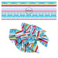 Snowman and snowflakes on pink and blue stripes hair bow strips